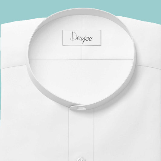 White Men Grandad collar shirt Gift For HimBand Collar Shirt Peaky Blinders Style Men Round Collar Cotton Shirt Wedding Summer Wear