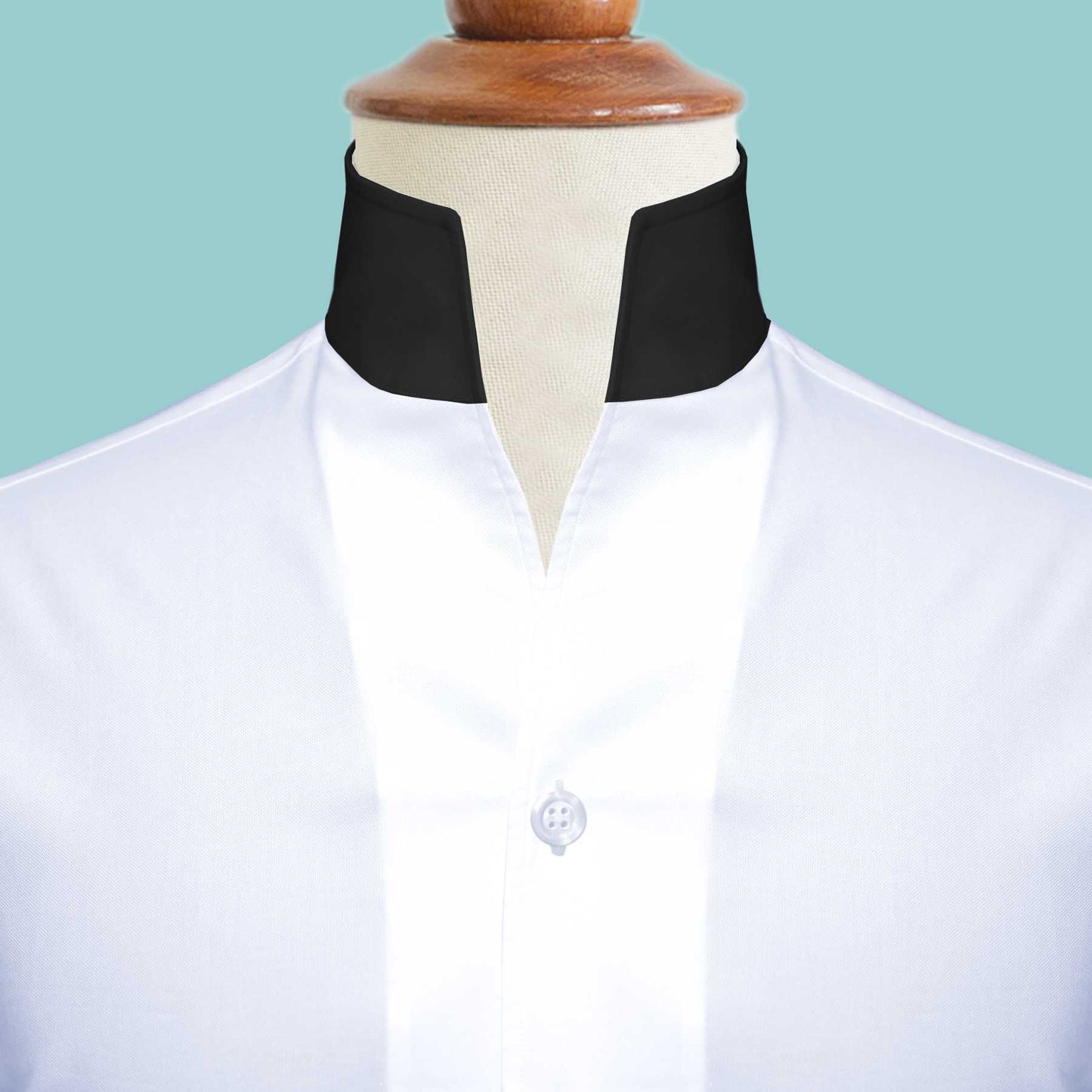 Solid White Men's Shirt High Collar Shirt Buttonless V Collar Shirt High Tall Neck Collar China High Band Collar Cotton Dress Shirt