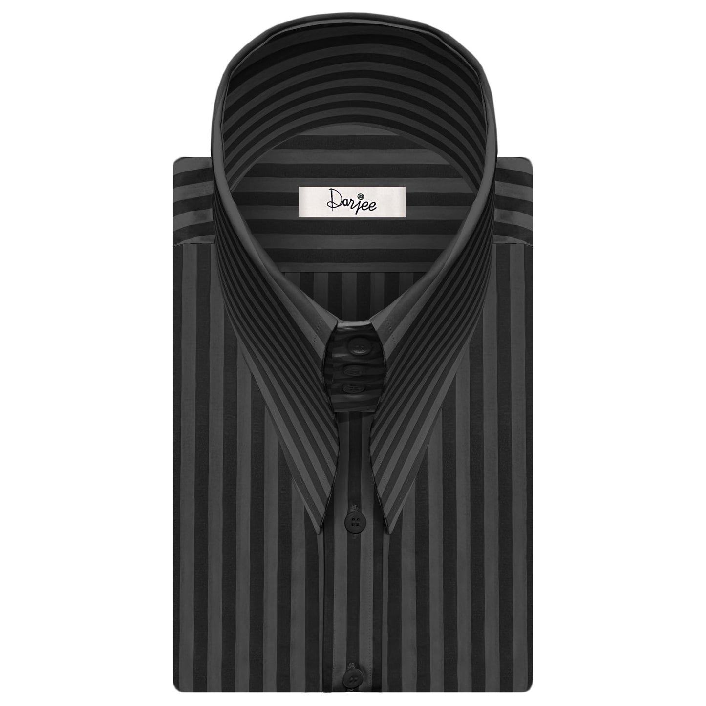 High Long Pointed Black Striped Shirt for Men Tall Neck Stiff Collar Shirt Large Collar Gangster Collar Vintage Karl lagerfeld Style Shirt
