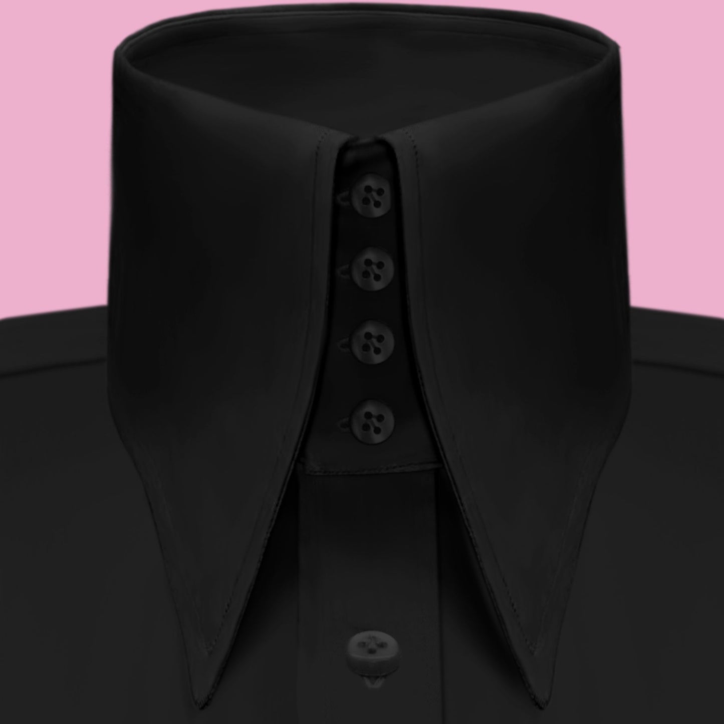 High Long Forword Pointed Black Shirt for Men Tall Neck Stiff Collar Shirt Large Collar Gangster Collar Vintage Karl lagerfeld Style Shirt