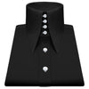 High Long Forword Pointed Black Shirt for Men Tall Neck Stiff Collar Shirt Contrast Buttons Large Collar Vintage Karl lagerfeld Style Shirt