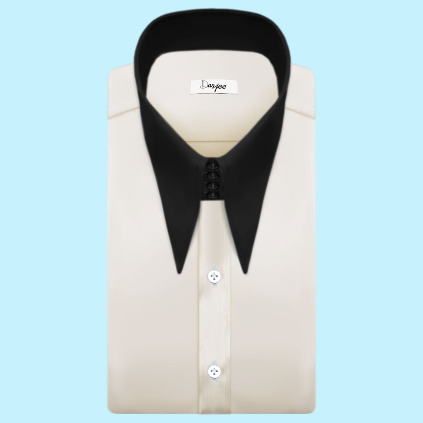 High Long Forword Pointed Cream Shirt for Men Tall Neck Stiff Collar Shirt Large Collar Gangster Collar Vintage Karl lagerfeld Style Shirt