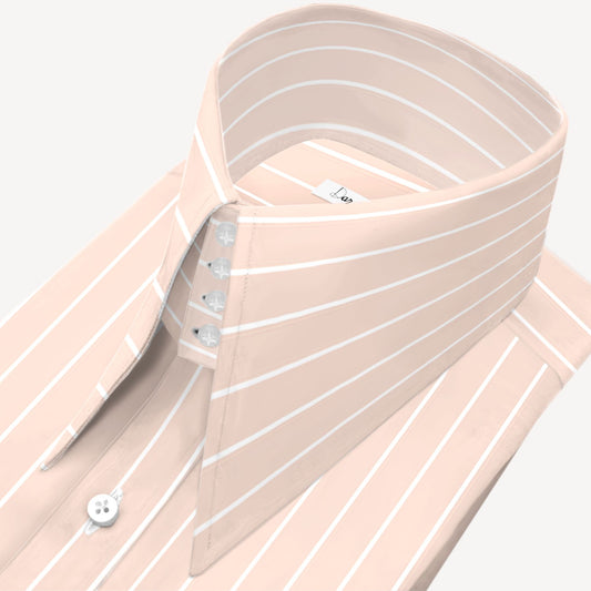High Long Forword Pointed Onepiece Fawn Shirt for Men Tall Neck Stiff Collar Shirt Contrast Buttons Large Collar Vintage Karl lagerfeld Style Shirt