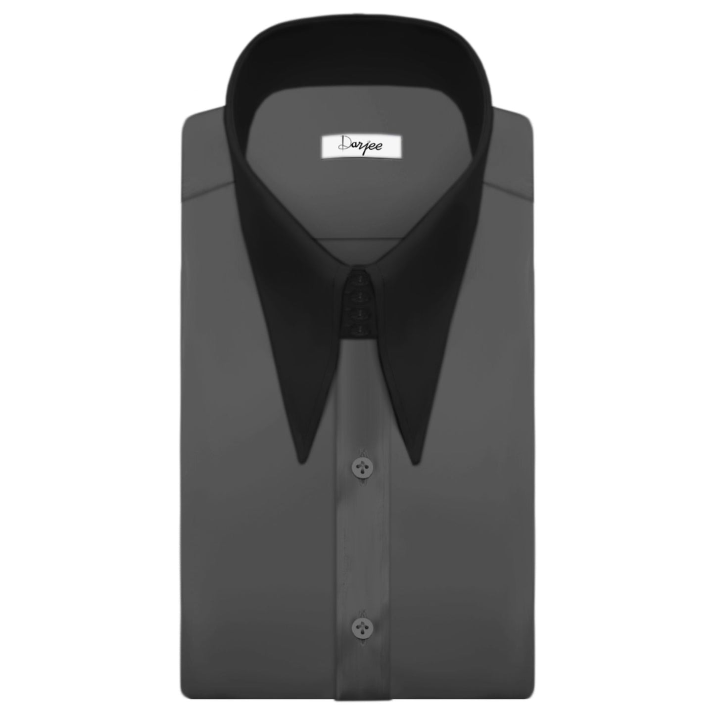 High Long Spear Pointed Dark Grey Men Shirt Tall Stiff Neck Collar Shirt Large Collar Gangster Collar Vintage Karl lagerfeld Style Shirt