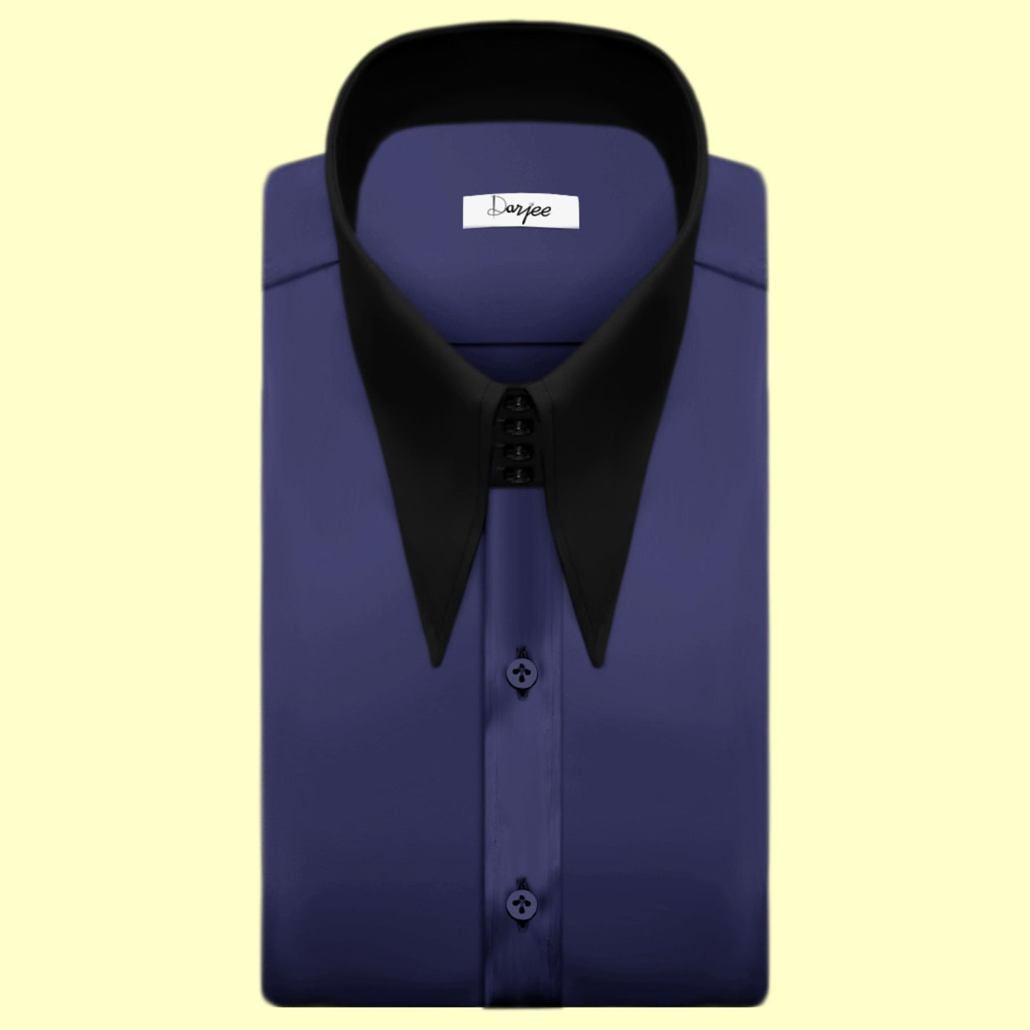 High Long Forword Point Navy Blue Shirt for Men Tall Neck Stiff Collar Shirt Large Collar Gangster Collar Vintage Karl lagerfeld Style Shirt