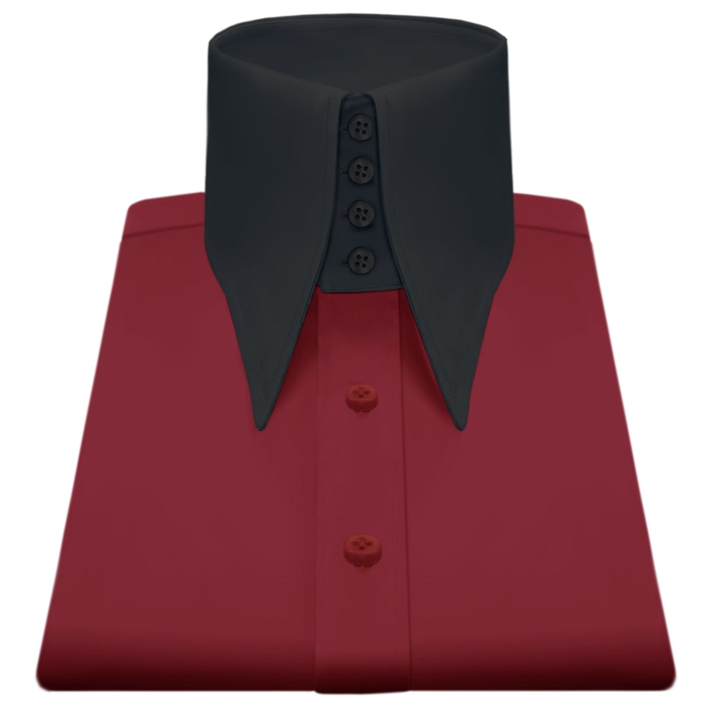 Burgundy High Long Spear Pointed Men Shirt Tall Stiff Neck Collar Shirt Large Collar Gangster Collar Vintage Karl lagerfeld Style Shirt