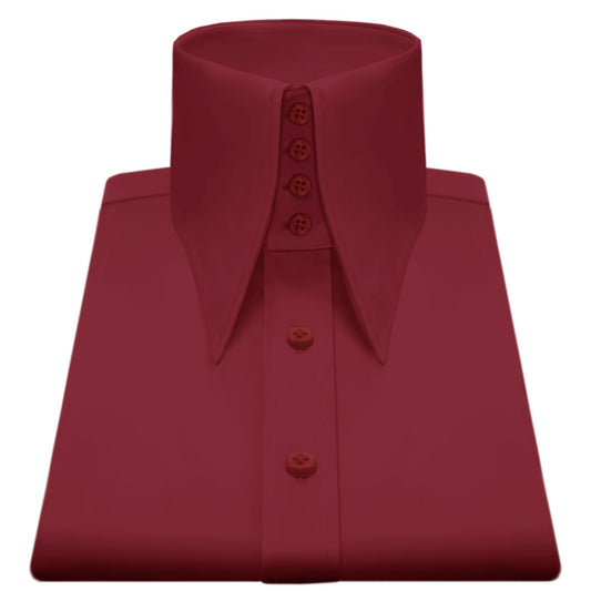 High Long Forword Pointed Red Shirt for Men Tall Neck Stiff Collar Shirt Contrast Buttons Large Collar Vintage Karl lagerfeld Style Shirt