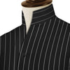 Black Striped One Piece Collar Shirt For Men Gift Giza Cotton Satin High Tall Neck Stiff Collar Shirt Chinese Mandarin Band Collar Dress Shirt