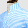 Sky Blue Striped One Piece Collar Shirt For Men Gift Giza Cotton Satin High Tall Neck Stiff Collar Shirt Chinese Mandarin Band Collar Dress Shirt