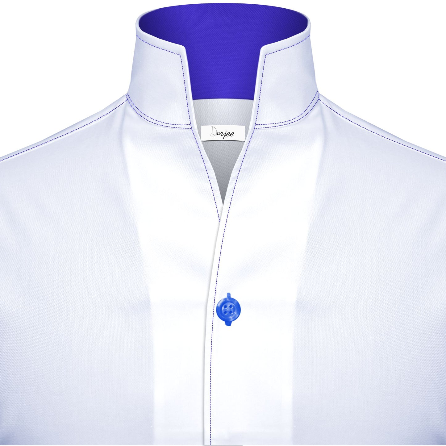 White Men Shirt High Stand Collar Shirt One Piece Collar Shirt Contrast Stitch High Tall V Neck Collar High Chinese Band Collar Dress Shirt