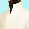 Cream One Piece Collar Shirt For Men Gift Giza Cotton Satin High Tall Neck Stiff Collar Shirt Chinese Mandarin Band Collar Dress Shirt