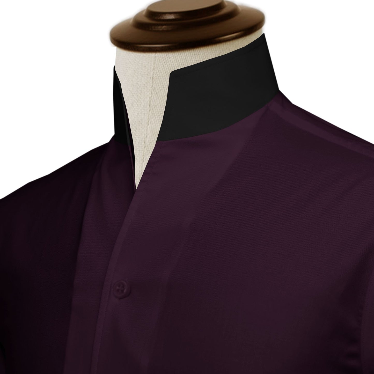 Dark Lilac One Piece Collar Shirt For Men Gift Giza Cotton Satin High Tall Neck Stiff Collar Shirt Chinese Mandarin Band Collar Dress Shirt