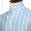 Sky Blue Striped One Piece Collar Shirt For Men Gift Giza Cotton Satin High Tall Neck Stiff Collar Shirt Chinese Mandarin Band Collar Dress Shirt