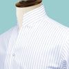 Karl Lagerfeld Style White Striped Open Buttonless Collar Dress Shirts For Men's/ Tall Neck Shirt Big Collar Shirt/ High Open V Collar Shirt