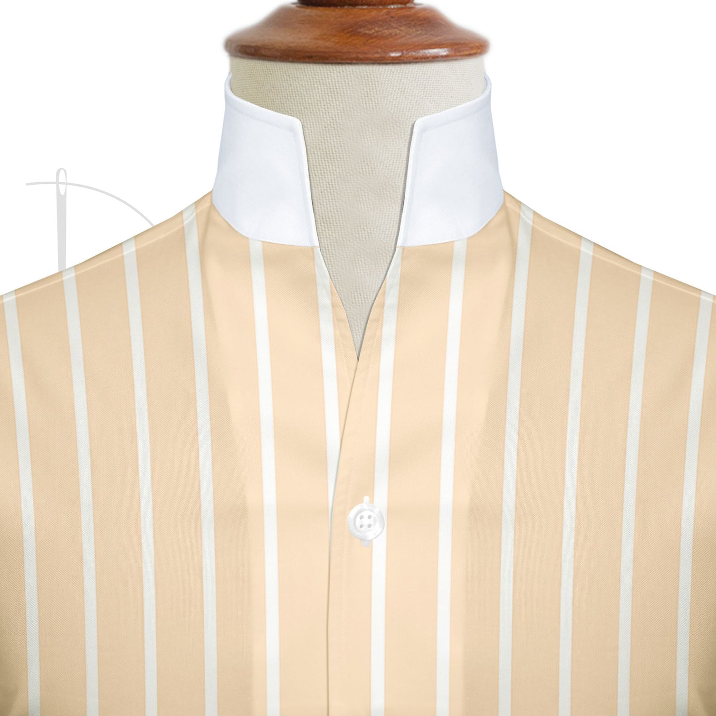 Yellow Striped One Piece Collar Shirt For Men Gift Giza Cotton Satin High Tall Neck Stiff Collar Shirt Chinese Mandarin Band Collar Dress Shirt