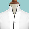 Gift for Men High Collar Shirt Contrasting Trim Tall Neck Chinese Band Collar White Shirt V Neck Stiff High Open Collar Men Wedding Shirt