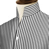 Black Striped One Piece Collar Shirt For Men Gift Giza Cotton Satin High Tall Neck Stiff Collar Shirt Chinese Mandarin Band Collar Dress Shirt