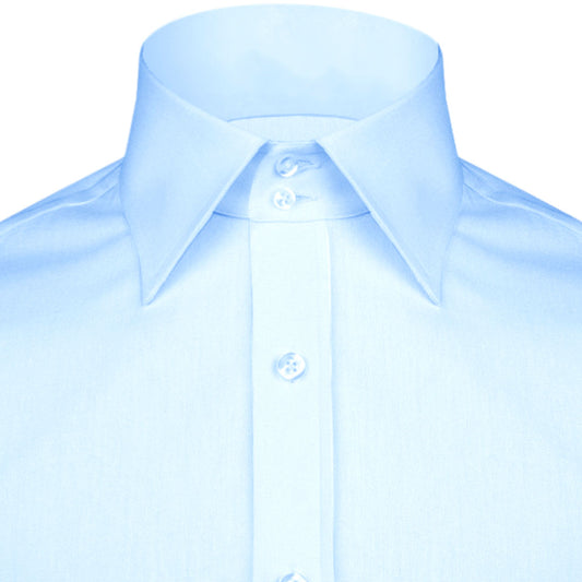 High Spread Collar Dress Shirt For Men President English Wide Spread Full Sleeves Sky Blue Shirt Men Wedding Attire Tall Neck Windsor Collar
