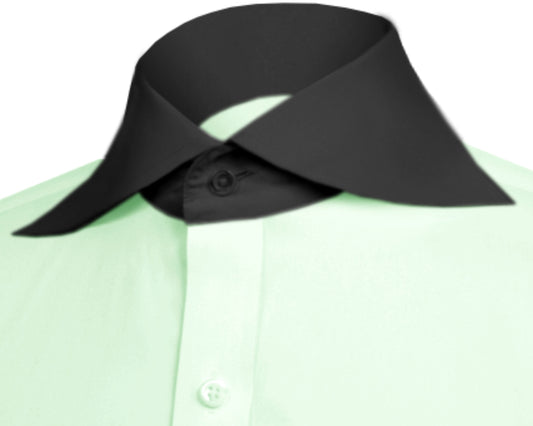 Long Spear Pointed Collar Shirt Vintage Style Cutaway Dagger Collar Shirt Mint Green Shirt Summer Beach Party Men's Handmade Long Sleeves Shirt
