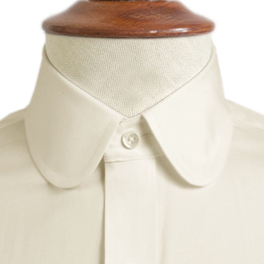 eaky Blinder Style Attire/ Solid Cream Shirt Penny Club Round Tip Peter Pan Collar Vintage Wedding Dress Shirt Mens Cotton Shelby Brothers