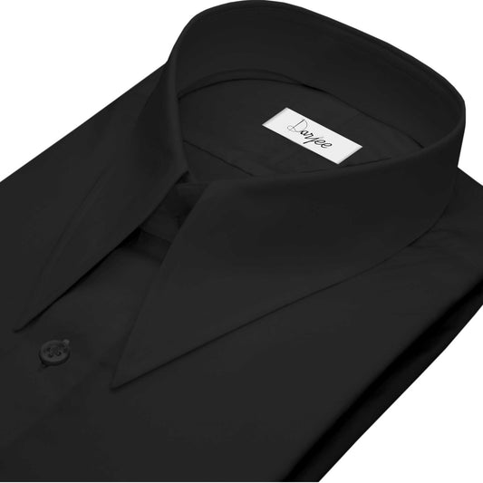 Long Pointed Collar Black Men Shirt 50s, 60s, 70s Vintage Dagger Collar Dress Shirt Spear Pointed Big Wide Collar Gangster Style Shirt