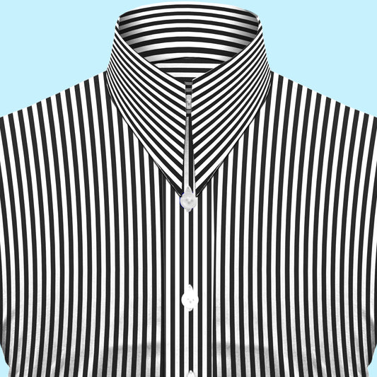 Long Pointed Collar Black and White Men Shirt 50s, 60s, 70s Vintage Dagger Collar Dress Shirt Spear Pointed Big Wide Collar Gangster Style Shirt