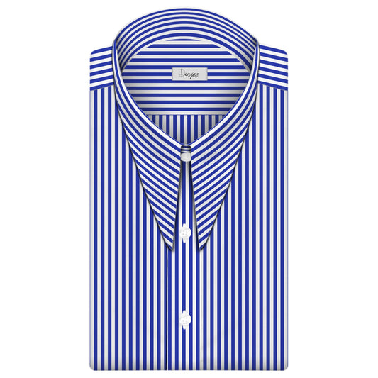 Long Pointed Collar Navy Blue and White Men Shirt 50s, 60s, 70s Vintage Dagger Collar Dress Shirt Spear Pointed Big Wide Collar Gangster Style Shirt