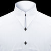 White Long Spear Pointed Collar Men's Dress Shirt Gift For Him Vintage Style Contrast Buttons Full Sleeves Giza Cotton Shirt