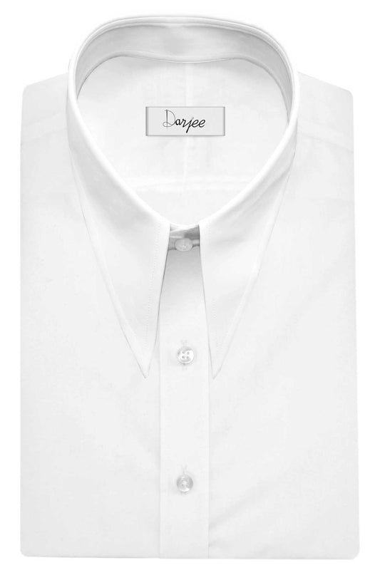 Long Pointed Collar White Men Shirt 50s, 60s, 70s Vintage Dagger Collar Dress Shirt Spear Pointed Big Wide Collar Gangster Style Shirt