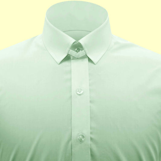 Snap Tab Collar Men's Mint Green Dress Shirt Retro James Bond Celebrity Style Dress Classic Kent Clergy Collar Shirt Eton Loop Collar 70s 80s