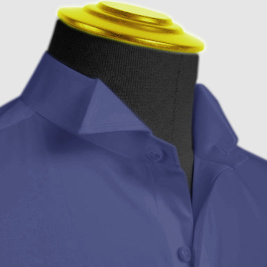High Wing Collar Navy Blue Shirt For Men Vintage Blouse Edwardian Statement Collar Dress Shirt Sharp Tip Bib Front Collar Retro Style Shirt