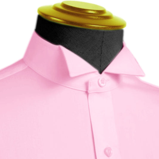High Wing Collar Pink Shirt For Men Vintage Blouse Edwardian Statement Collar Dress Shirt Sharp Tip Bib Front Collar Retro Style Shirt