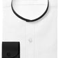 White Men Band Collar Shirt Contrasting Trim Grandad Chinese Mandarin Collar Giza Cotton Shirt Wedding Wear Dress Shirt Gift For Him