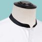 White Men Band Collar Shirt Contrasting Trim Grandad Chinese Mandarin Collar Giza Cotton Shirt Wedding Wear Dress Shirt Gift For Him