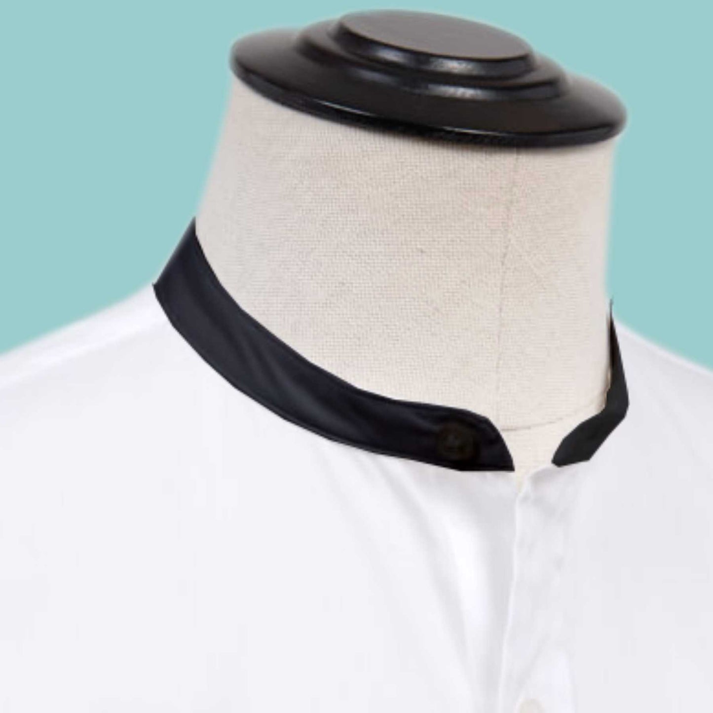 White Men Band Collar Shirt Contrasting Trim Grandad Chinese Mandarin Collar Giza Cotton Shirt Wedding Wear Dress Shirt Gift For Him
