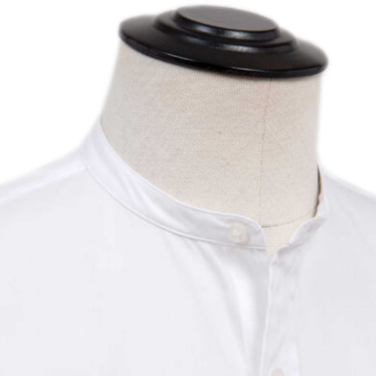 White Men Grandad collar shirt Gift For HimBand Collar Shirt Peaky Blinders Style Men Round Collar Cotton Shirt Wedding Summer Wear