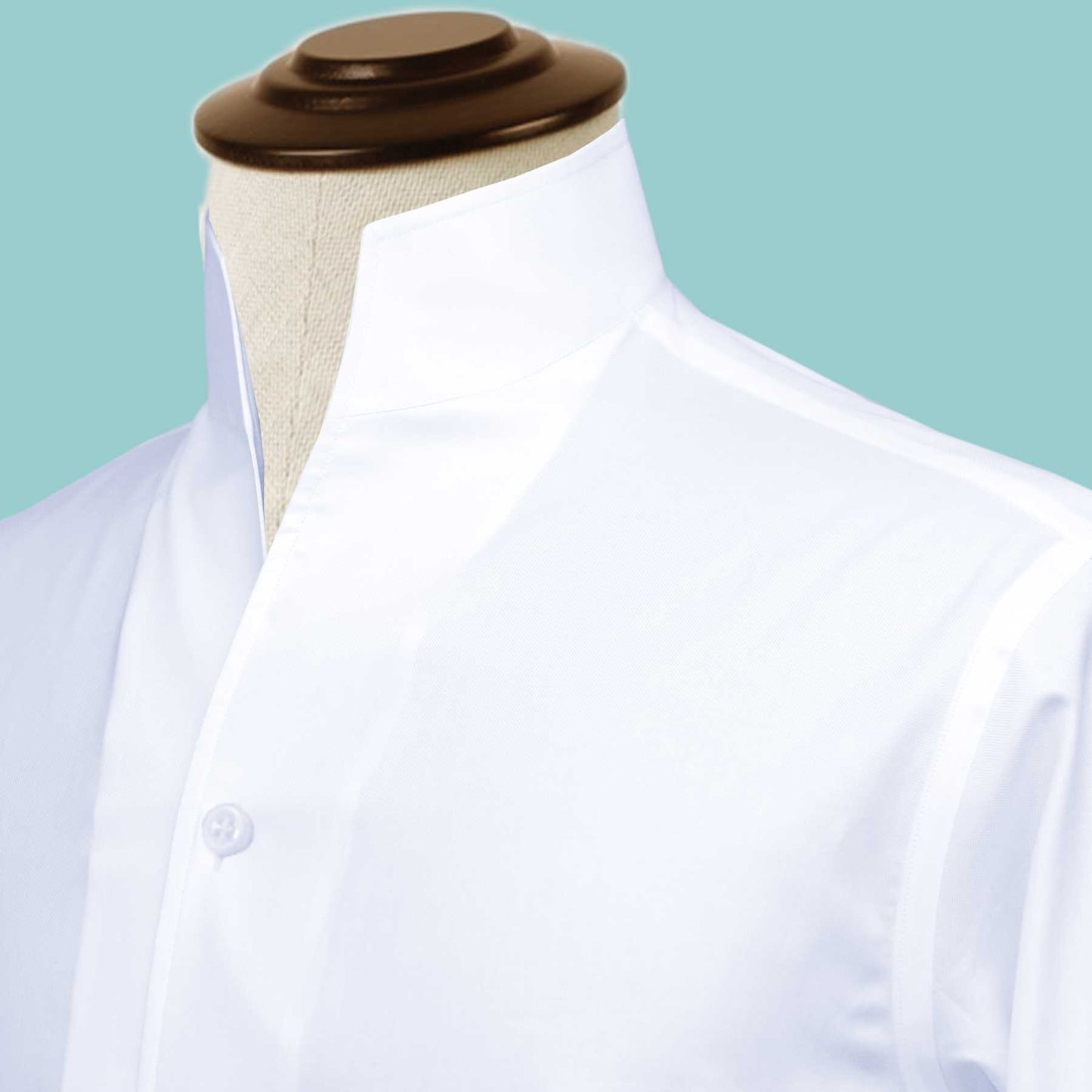 White High One Piece Stand Collar Shirt