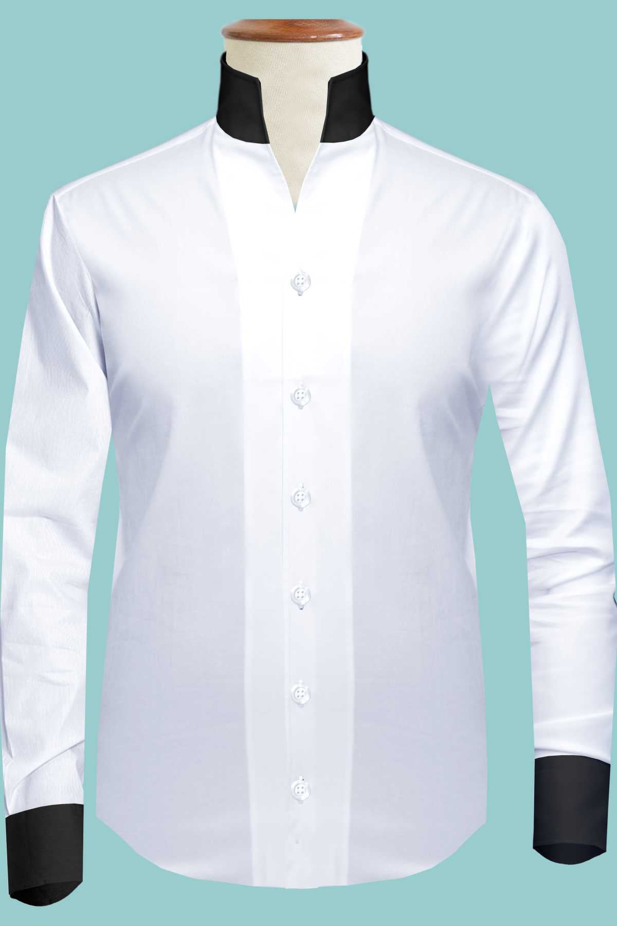 White High One Piece Stand Collar Shirt