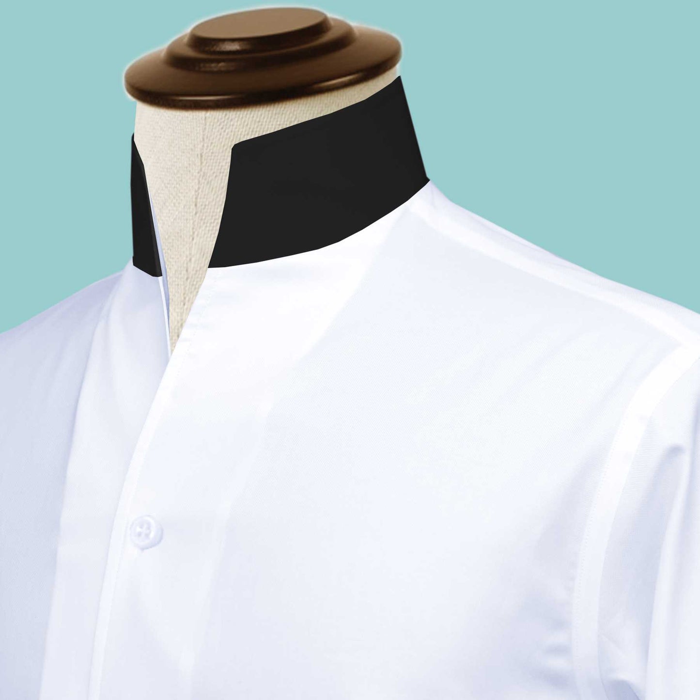 White High One Piece Stand Collar Shirt