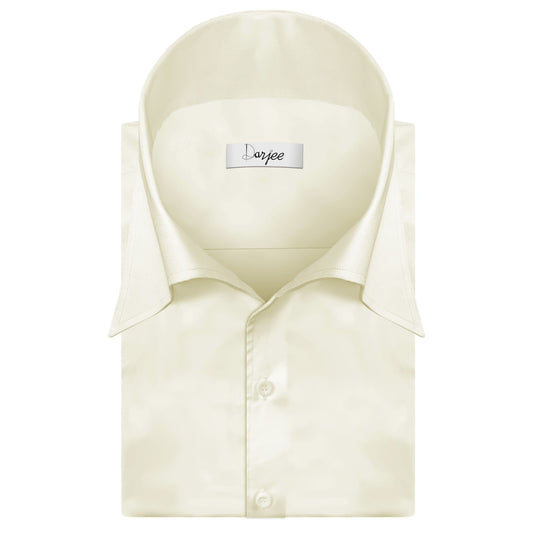 High Long Forword Pointed Onepiece Cream Shirt for Men Tall Neck Stiff Collar Shirt Contrast Buttons Large Collar Vintage Karl lagerfeld Style Shirt