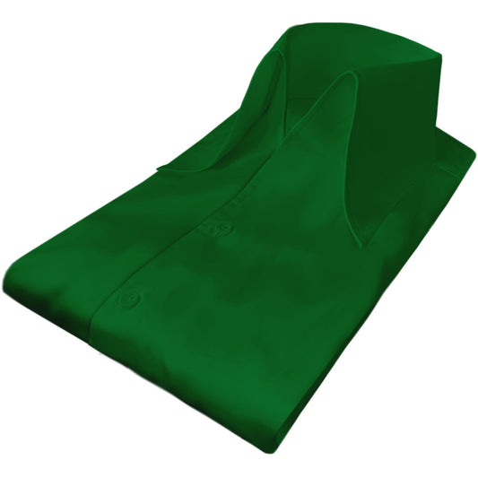 High Long Forword Pointed Onepiece  Green Shirt for Men Tall Neck Stiff Collar Shirt Contrast Buttons Large Collar Vintage Karl lagerfeld Style Shirt