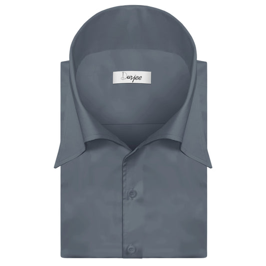 High Long Forword Pointed Onepiece Gray Shirt for Men Tall Neck Stiff Collar Shirt Contrast Buttons Large Collar Vintage Karl lagerfeld Style Shirt (Copy)