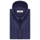Karl Lagerfeld Style High Long Point Navy Blue Striped Men Dress Shirt Tall Neck Stiff Collar Shirt Goodfellas Vintage Collar 1970s 80s