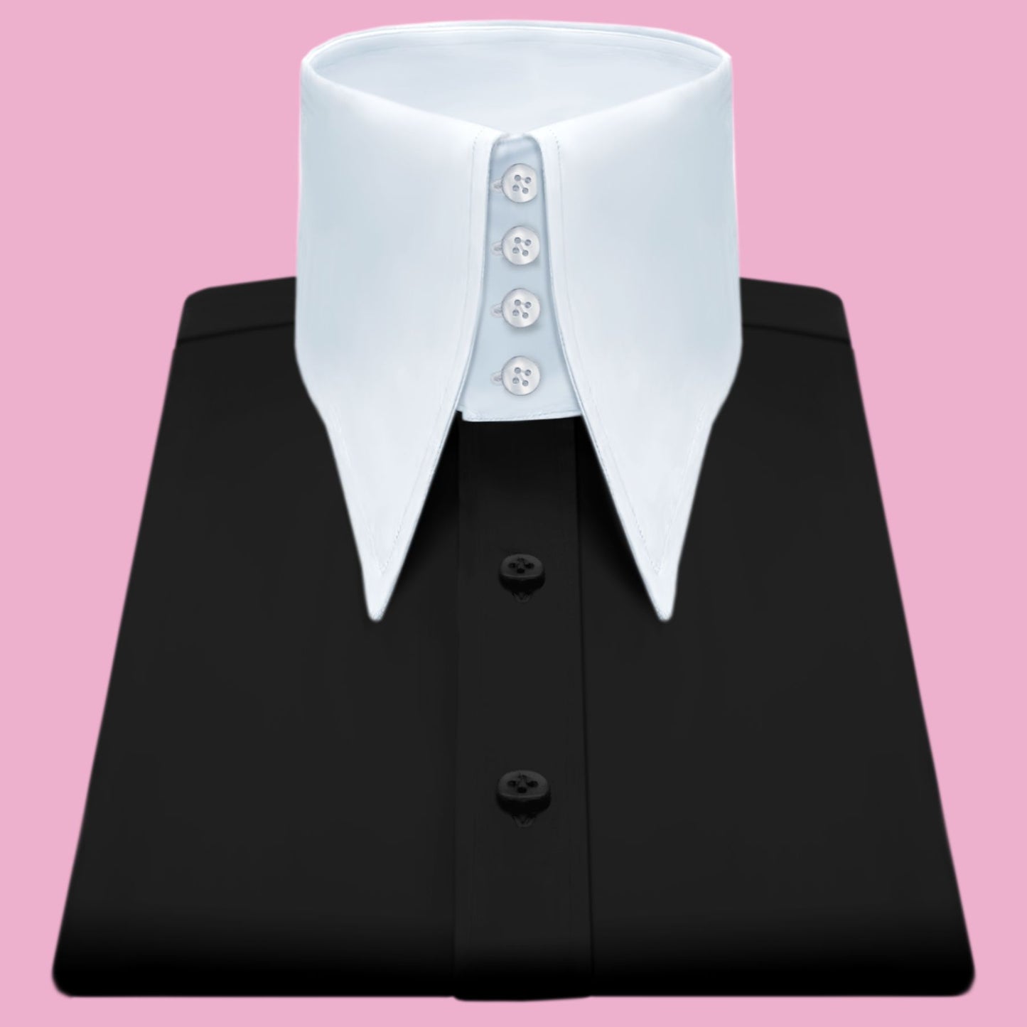 High Long Forword Pointed Black Shirt for Men Tall Neck Stiff Collar Shirt Large Collar Gangster Collar Vintage Karl lagerfeld Style Shirt