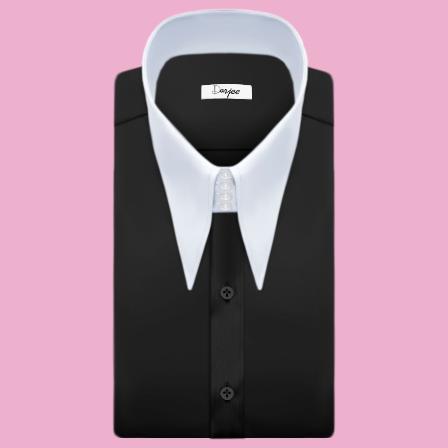 High Long Forword Pointed Black Shirt for Men Tall Neck Stiff Collar Shirt Large Collar Gangster Collar Vintage Karl lagerfeld Style Shirt