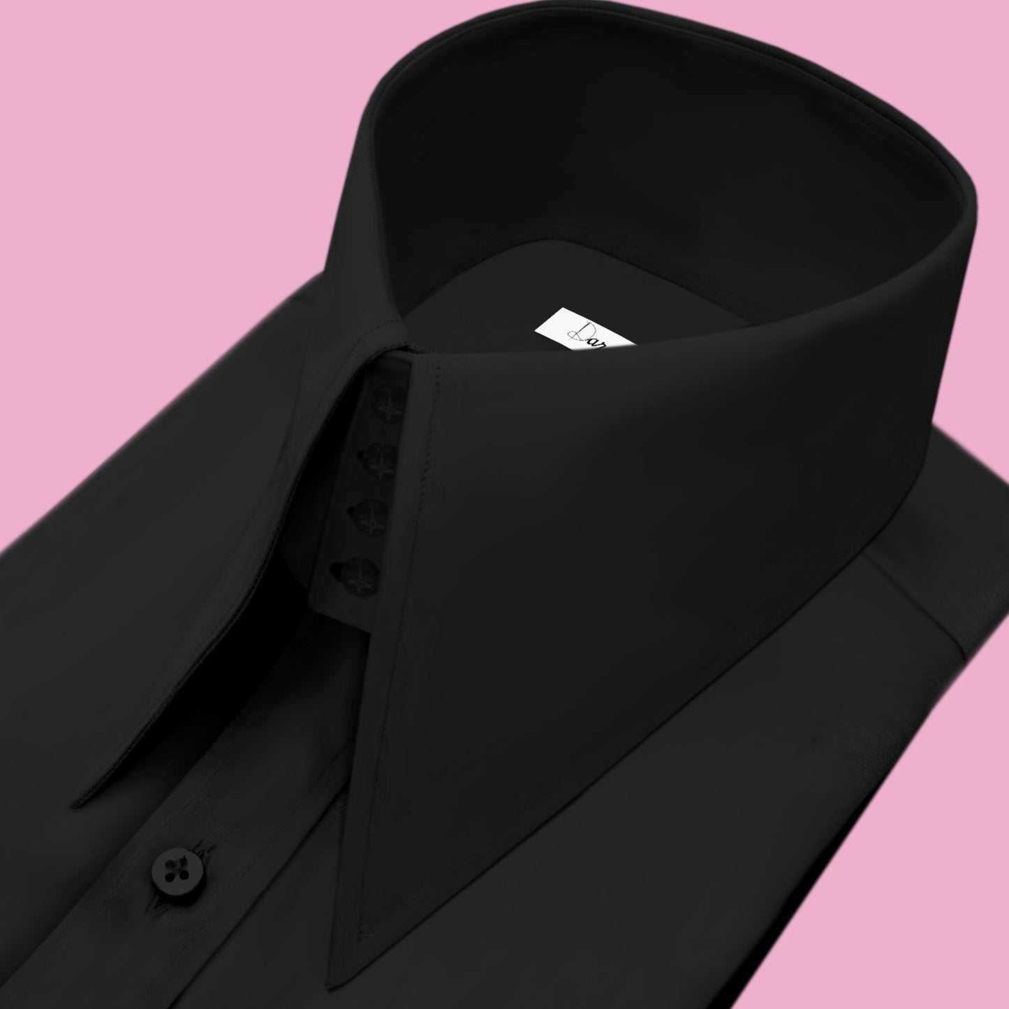 High Long Forword Pointed Black Shirt for Men Tall Neck Stiff Collar Shirt Large Collar Gangster Collar Vintage Karl lagerfeld Style Shirt