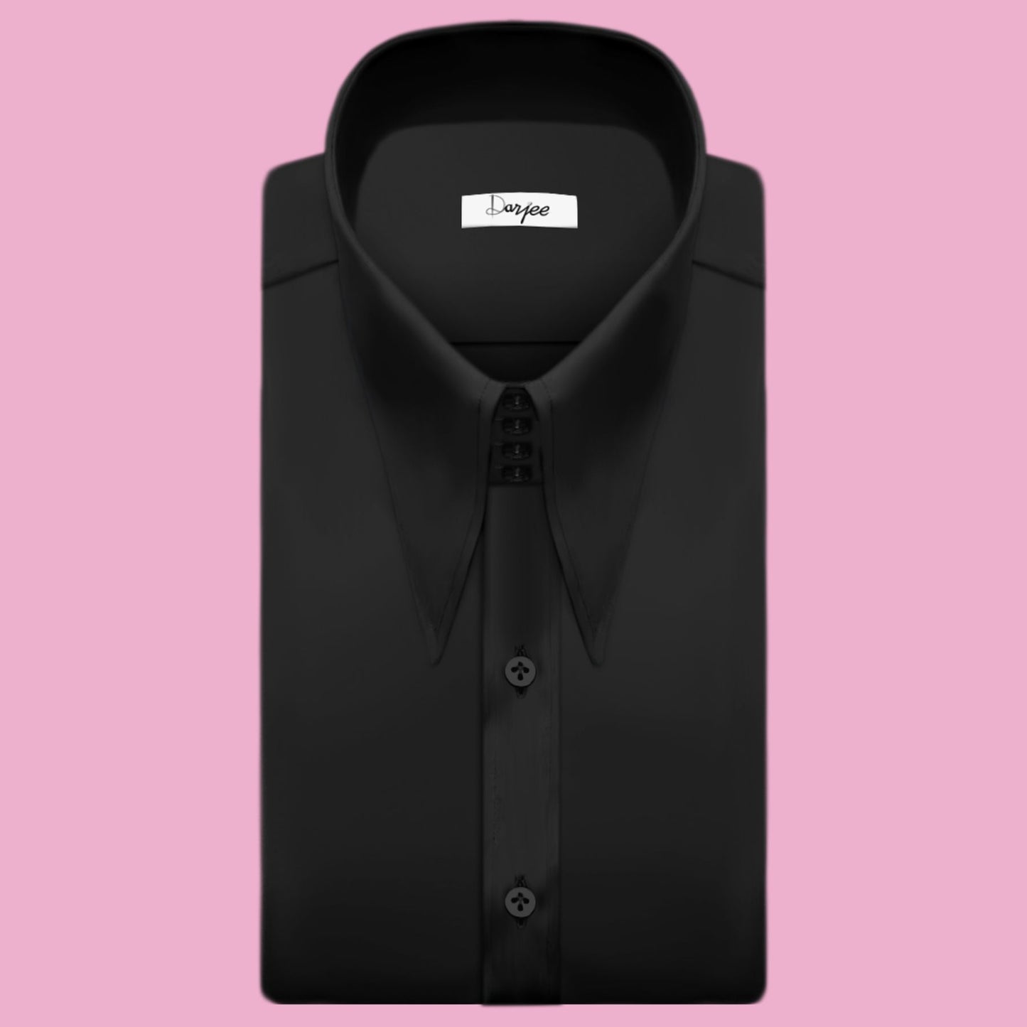 High Long Forword Pointed Black Shirt for Men Tall Neck Stiff Collar Shirt Large Collar Gangster Collar Vintage Karl lagerfeld Style Shirt