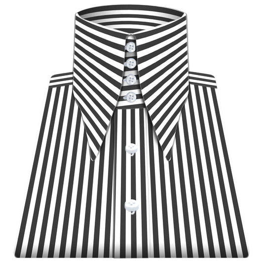 High Long Forword Pointed Onepiece Black Shirt for Men Tall Neck Stiff Collar Shirt Contrast Buttons Large Collar Vintage Karl lagerfeld Style Shirt