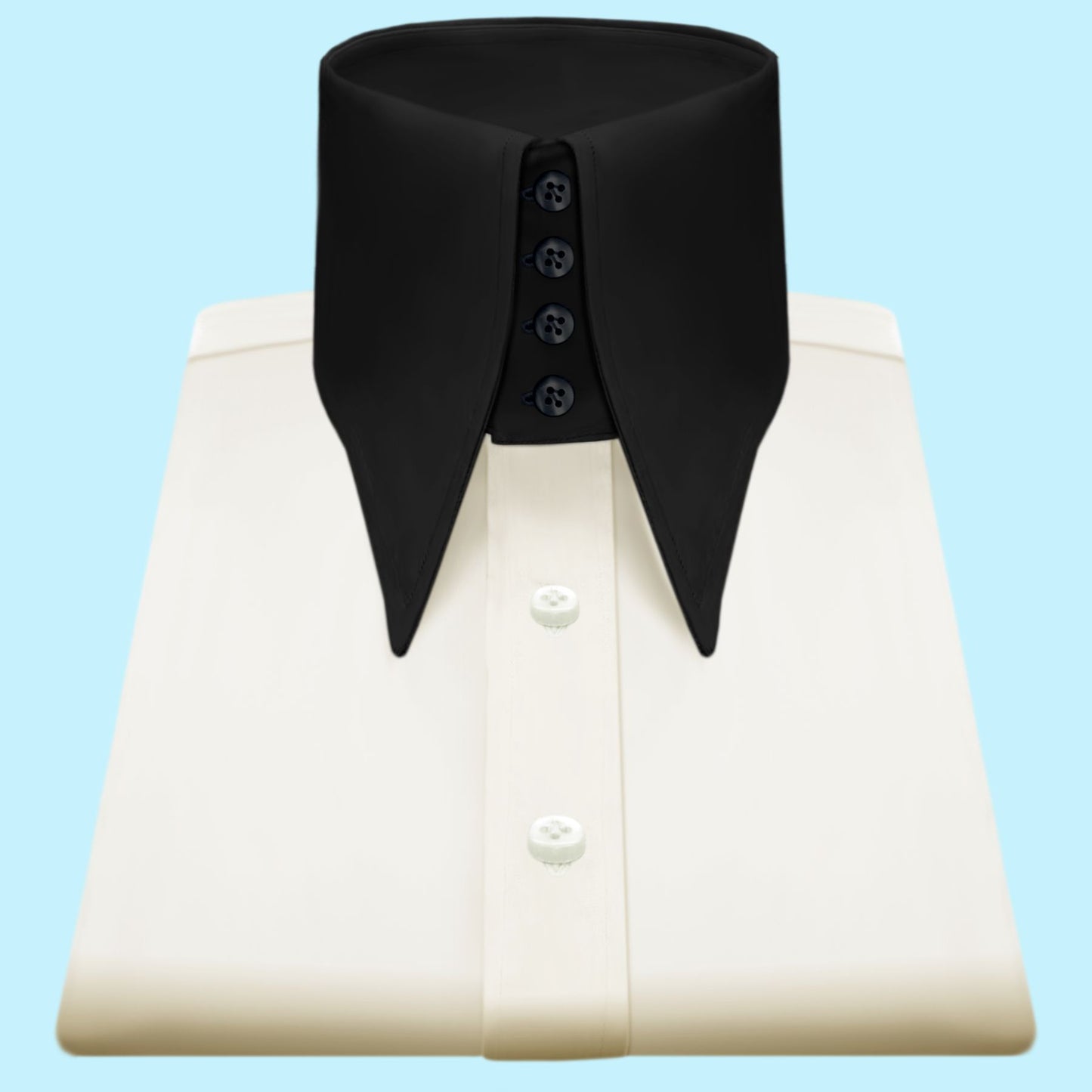 High Long Forword Pointed Cream Shirt for Men Tall Neck Stiff Collar Shirt Large Collar Gangster Collar Vintage Karl lagerfeld Style Shirt