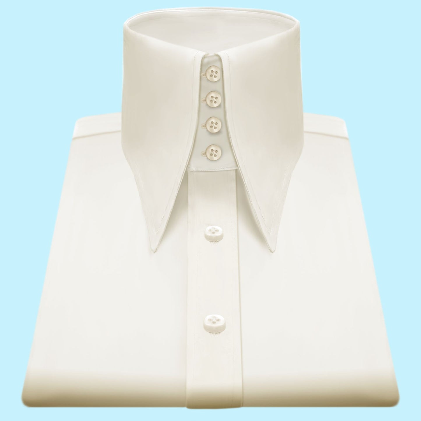High Long Forword Pointed Cream Shirt for Men Tall Neck Stiff Collar Shirt Large Collar Gangster Collar Vintage Karl lagerfeld Style Shirt